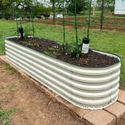 VEGEGA 17" Tall 9 in 1 Metal Raised Garden Bed for Vegetables Flowers Ground Planter Box (White)