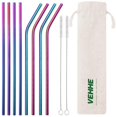 thumbnail image 1 of VEHHE Metal Straws Drinking Straws 10.5" Stainless Steel Straws Reusable 8 Set - Ultra Long Rainbow Color-Cleaning Brush for 20/30 Oz for Yeti, 1 of 8