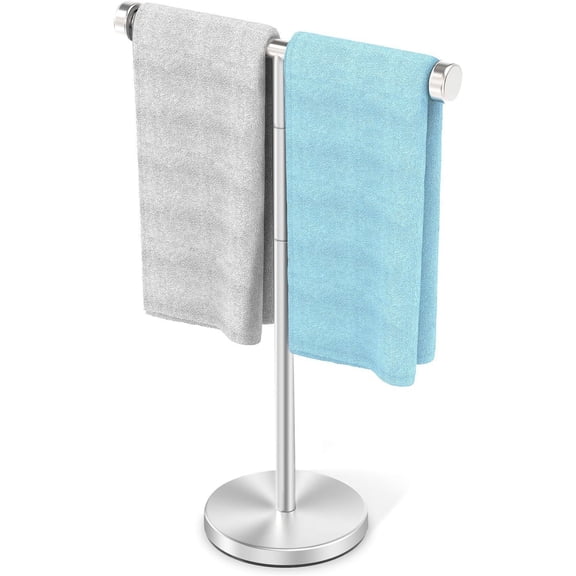 VEHHE Height Adjustable Stainless Steel T-Shape Hand Towel Holder Stand for Bathroom, Silver