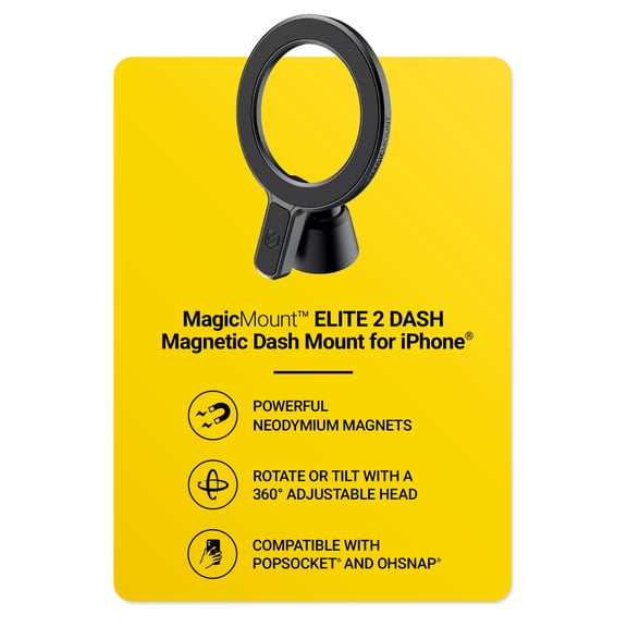 Scosche MagicMount Elite2 MagSafe Compatible Magnetic Dash Phone Mount w/ 360 Rotation MEMS2D-AP2