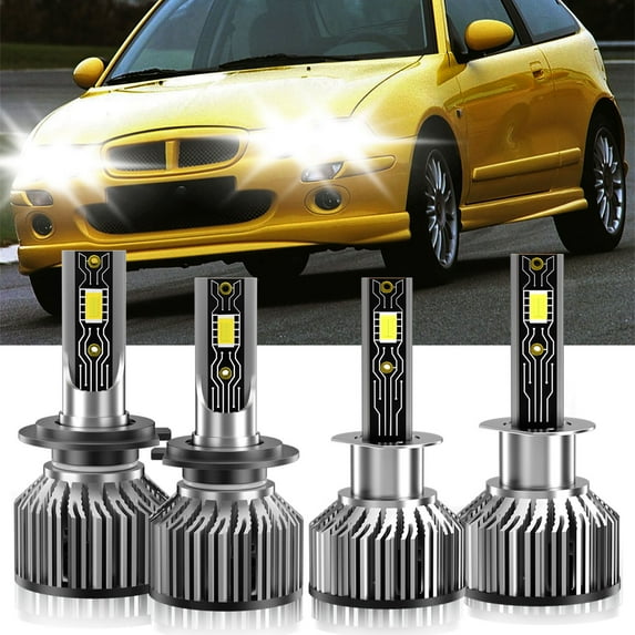 VEHIFOMO 4X H1+H7 LED Headlight Bulbs Kit 6500K High Low Beam Lamp Compatible for MG ZR 2005-2005