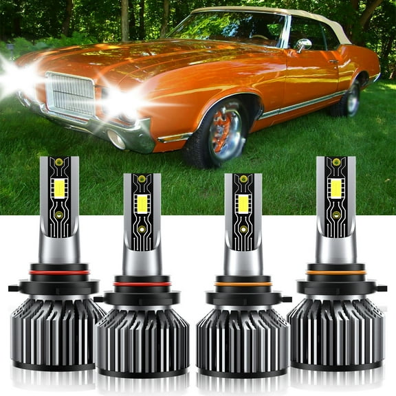 VEHIFOMO 9005+9006 LED Headlight Bulbs 6500K Compatible for Oldsmobile Cutlass Supreme 1988-1991