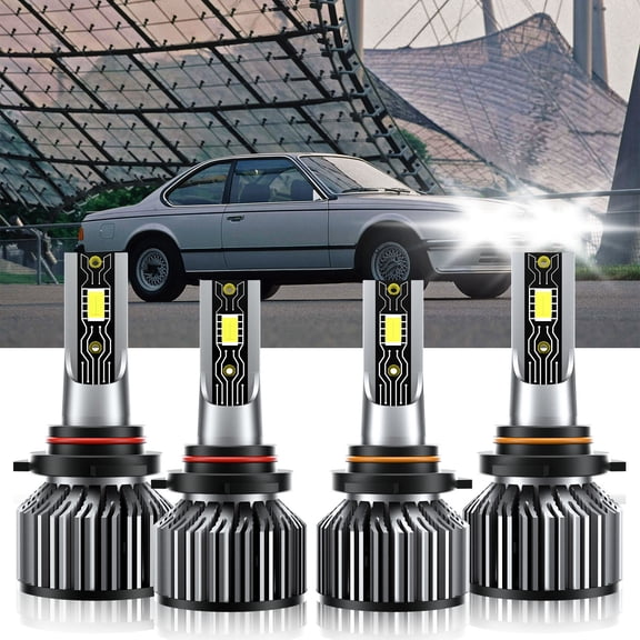 VEHIFOMO 9005+9006 LED Headlight CSP Bulb Kit Combo High Low Beam Compatible for BMW L6 1987-1987