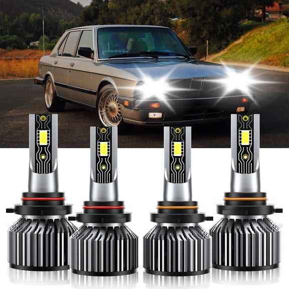 VEHIFOMO Compatible for BMW 535i 1989-1993 LED Headlight Bulb Kit High Low Beam White 9005 9006