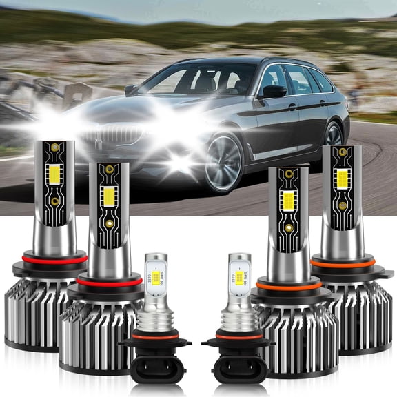 VEHIFOMO Compatible for BMW 540i 1994-1994 Combo LED Headlight High Low Fog Light Bulb Kit 6500K