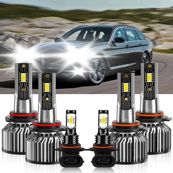 VEHIFOMO Compatible for BMW 540i 1994-1994 Combo LED Headlight High Low Fog Light Bulb Kit 6500K