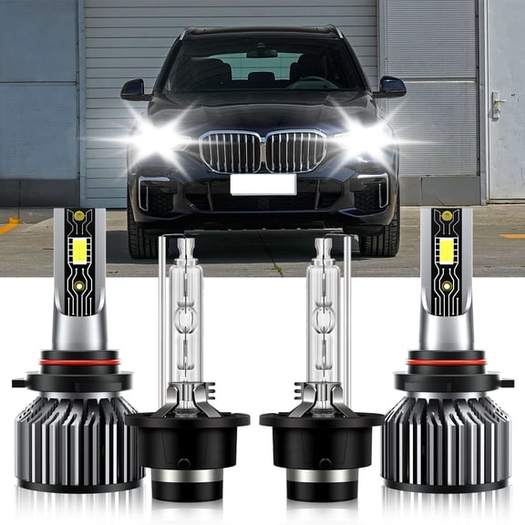 VEHIFOMO Compatible for BMW X5 2000-2004 LED HID Headlight High Low Beam Bulbs Kit 9005+D2S 6500K