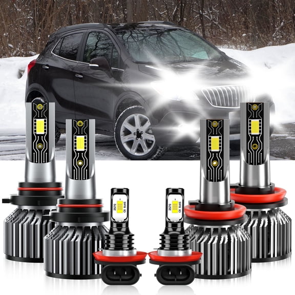 VEHIFOMO Compatible for Buick Encore 2013-2020 LED Headlight Kit + Fog Light Bulbs Combo 6500K White