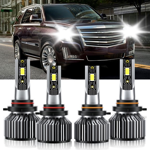 VEHIFOMO Compatible for Cadillac Escalade 1999-2002 LED Headlight 9005+9006 High Low Bulbs 6500K