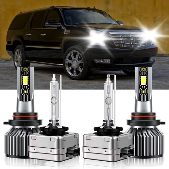 VEHIFOMO Compatible for Cadillac Escalade 2003-2006 9005 D1S LED HID Headlight Hi Lo Beam Bulb 6500K