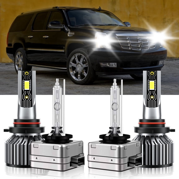 VEHIFOMO Compatible for Cadillac Escalade 2003-2006 9005 D1S LED HID Headlight Hi Lo Beam Bulb 6500K