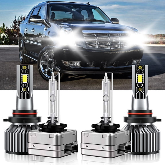 VEHIFOMO Compatible for Cadillac Escalade EXT 2003-2006 9005 D1S LED HID Headlight Bulbs Bright