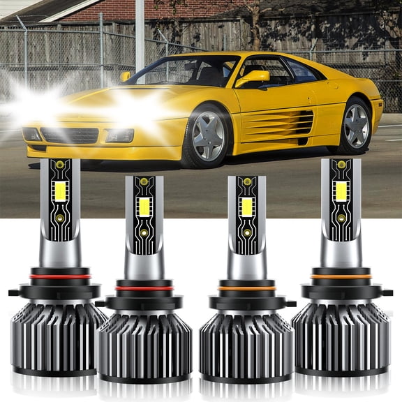 VEHIFOMO Compatible for Ferrari 348 GTS 1993-1994 9005 9006 LED Headlight Bulbs Kit High Low 6500K
