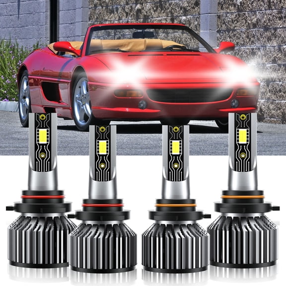 VEHIFOMO Compatible for Ferrari F355 1999-1999 4x 9005 9006 LED Headlight High Low Beam Bright Bulbs