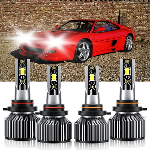 VEHIFOMO Compatible for Ferrari F355 F1 1998-1998 9005 9006 LED Headlight Super Bright Bulbs 6500K