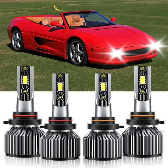 VEHIFOMO Compatible for Ferrari F355 Spider 1996-1999 4x LED Headlight Bulbs High Low Kit 9005+9006