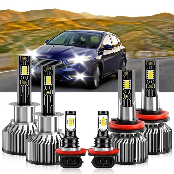 VEHIFOMO For Ford Focus 2012-2018 LED Headlight Kit + Fog Light Bulbs Combo 6500K White