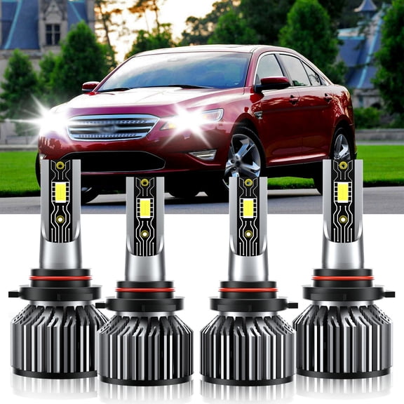 VEHIFOMO For Ford Taurus 2010-2012 LED Headlight High Low Beam Bulbs Kits 9005+9005 6500K