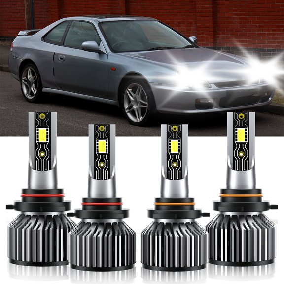 VEHIFOMO Compatible for Honda Prelude 1992-1996 4Pcs LED Headlight Bulbs High & Low Beam 9005 9006
