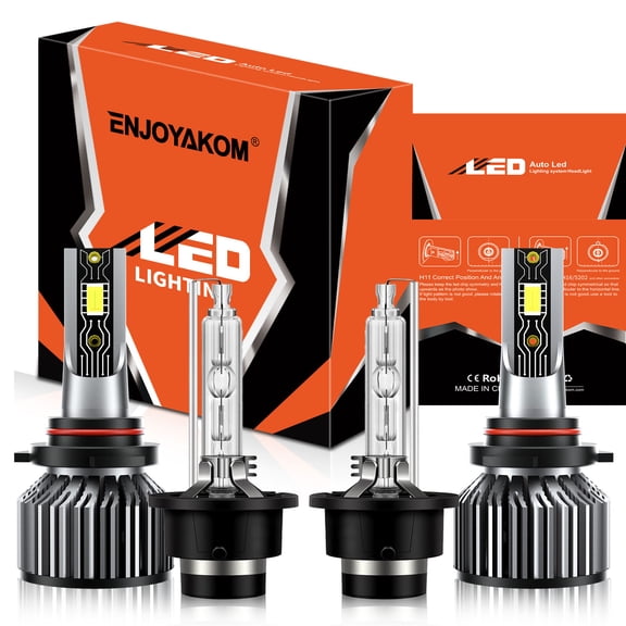 VEHIFOMO Compatible for Infiniti I35 2002-2004 LED HID Headlight High Low Beam Bulb 6500K 9005+D2S