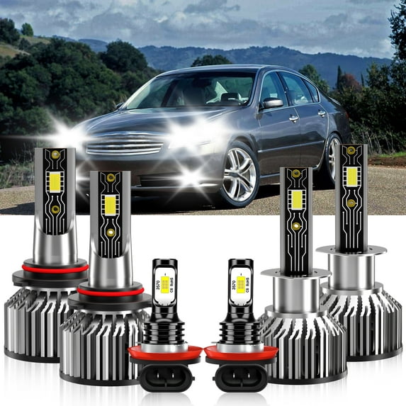 VEHIFOMO Compatible for Infiniti M45 2006-2008 9005+H1+H11 LED Headlight+Fog Light Bulbs Combo 6500K