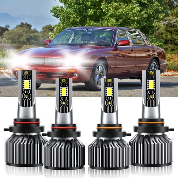VEHIFOMO Compatible for Jaguar XJR 1995-1997 9005+9006 LED Headlight Bulbs Kit High Low Beam 6500K