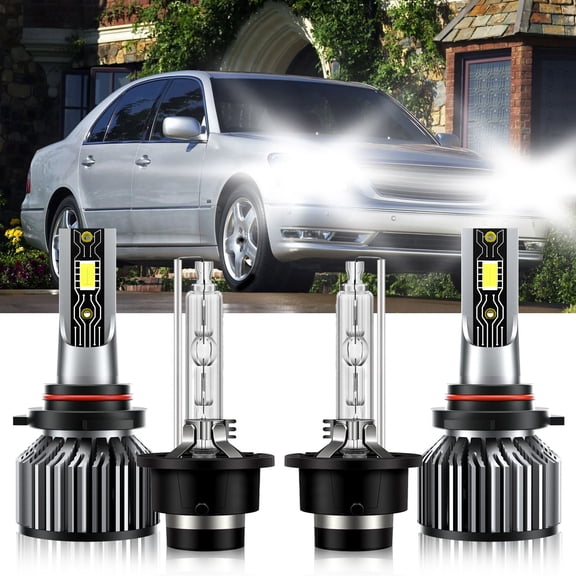 VEHIFOMO Compatible for Lexus LS430 2001-2006 9005 D2S LED HID Headlight High Lo Beam Bulbs 26000LM