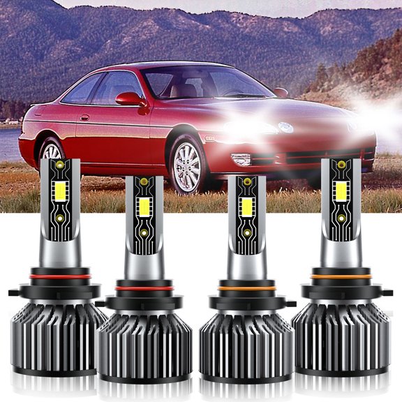 VEHIFOMO Compatible for Lexus SC300 1992-2000 LED Headlight Bulbs High Low Beam White 9005 9006 Kit