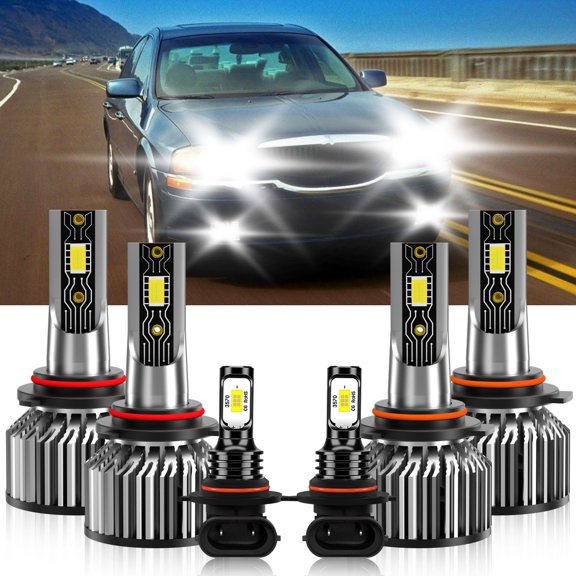 VEHIFOMO Compatible for Lincoln LS 2000-2002 6PCS LED Headlight High Low Beam+Fog Light Bulbs 6500K