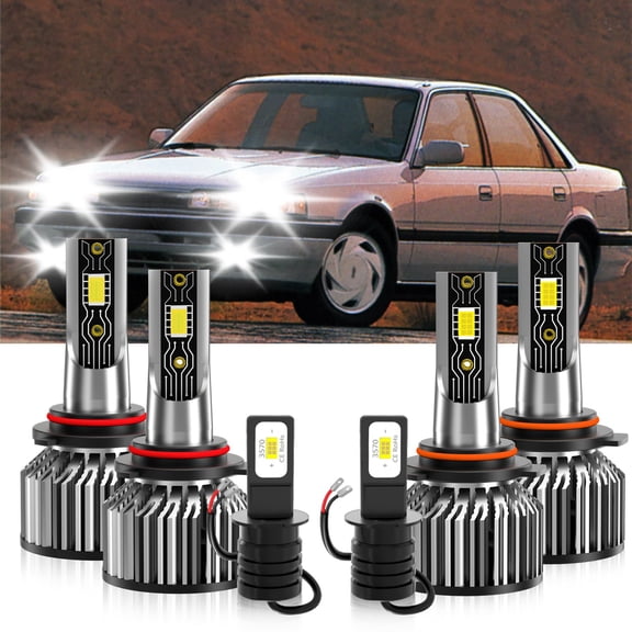 VEHIFOMO Compatible for Mazda 626 1993-1997 Combo LED Headlight+Fog Lights Bulbs Kit White 6500K