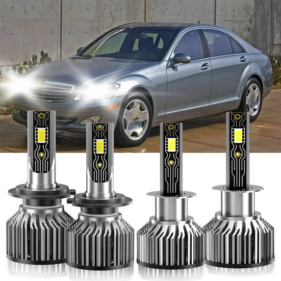 VEHIFOMO Compatible for Mercedes-Benz S600 1995-1999 LED Headlight Bulb High Low Beam H1 H7 26000LM