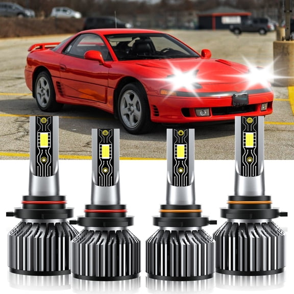 VEHIFOMO Compatible for Mitsubishi 3000GT 1994-1999 9005+9006 LED Headlight Bulbs White High Low