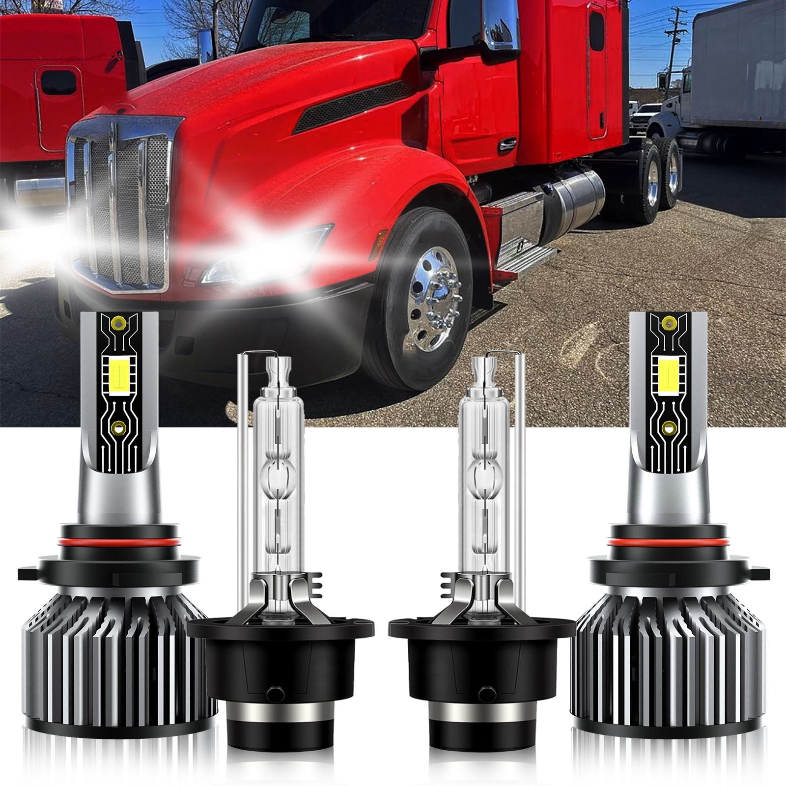 VEHIFOMO Compatible for Peterbilt 579 2013-2017 4X 9005+D2S LED HID ...