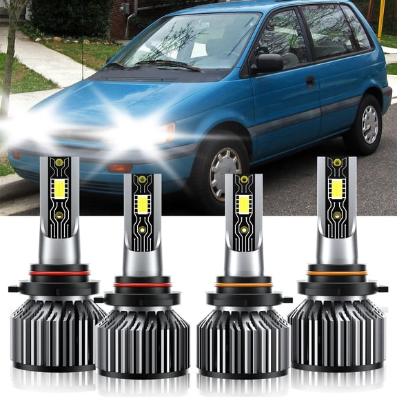 VEHIFOMO Compatible for Plymouth Colt 1989-1992 4Pcs LED Headlight Bulbs High & Low Kit 9005 9006