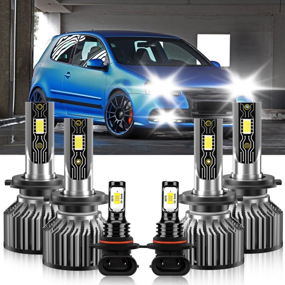 VEHIFOMO For R32 2008-2008 6Pcs LED Headlight + Fog Light Bulbs 6500K White Combo kit