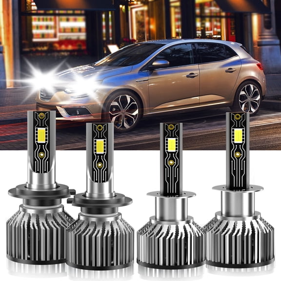 VEHIFOMO Compatible for Renault Megane 2005-2008 H1+H7 LED Headlight Combo High Low Beam Bulbs Kit