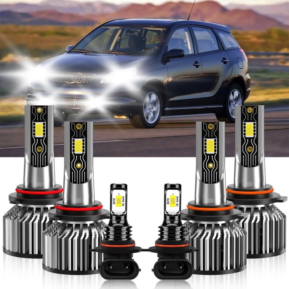 VEHIFOMO Compatible for Toyota Matrix 2003-2008 LED Headlight + Fog Light Bulbs 6500K White Combo