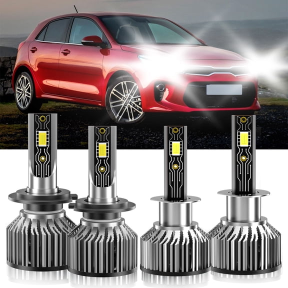 VEHIFOMO Front LED Headlight Bulb Kit High Low Beam 6500K White Compatible for Kia Rio 2012-2017