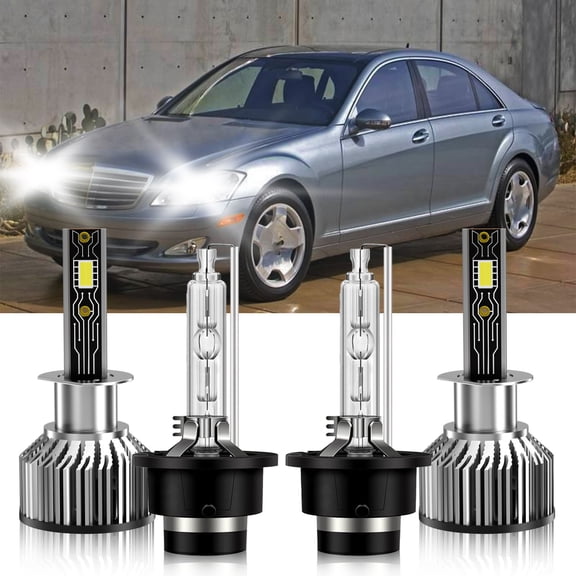 VEHIFOMO H1+D2S LED HID Headlight Bulb High Low Beam 6500K For Mercedes-Benz S600 1998-1999