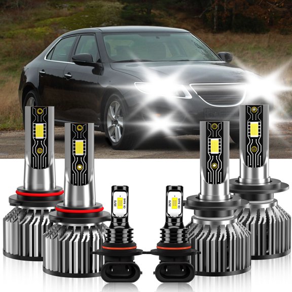 VEHIFOMO LED Headlight Bulbs High Low Beam Fog Light white kit Compatible for Saab 9-5 2010-2011
