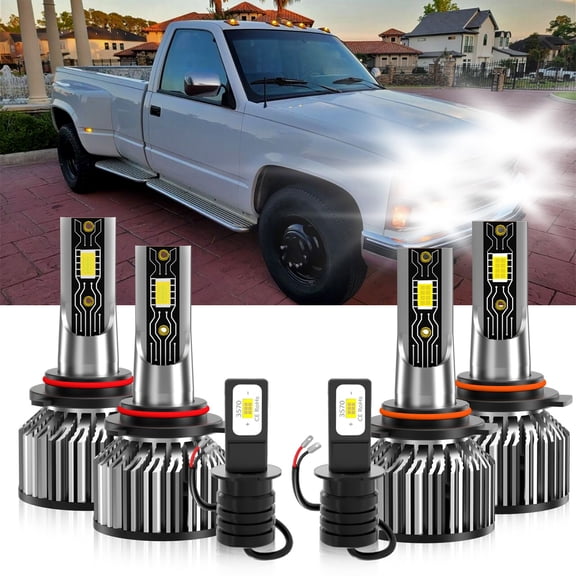 VEHIFOMO LED Headlight High Lo+Fog light Bulbs Super Bright Compatible for Chevrolet R3500 1990-1991