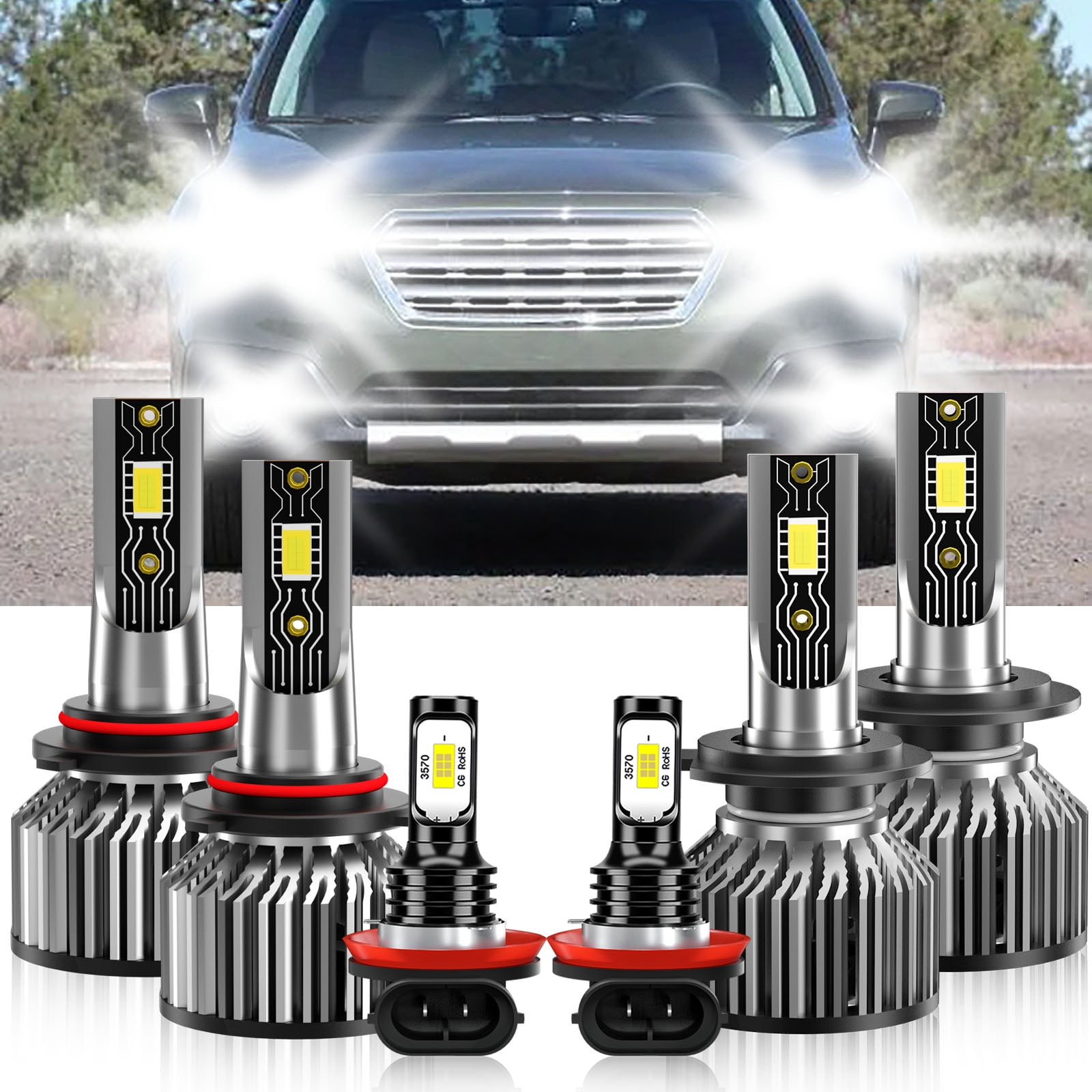 AUIMSOCO LED Headlight & Fog Light Bulb Kit For 2005-2009 Subaru Outback Wagon - View #4