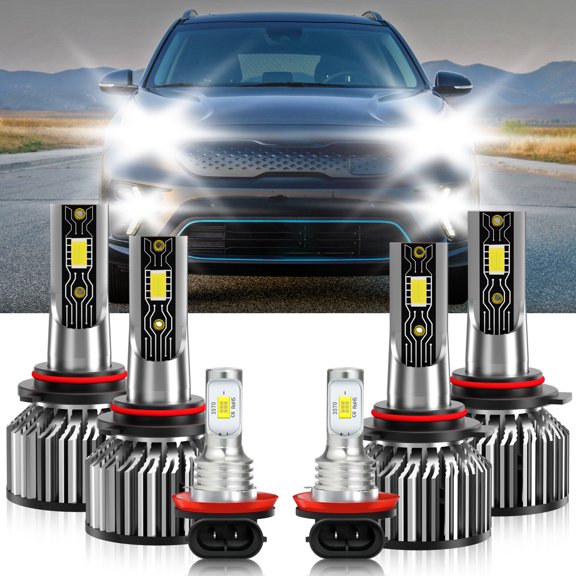 VEHIFOMO LED Headlight High Low Beam+Fog Light Bulbs Kit 6500K Compatible for Kia Niro EV 2019-2019