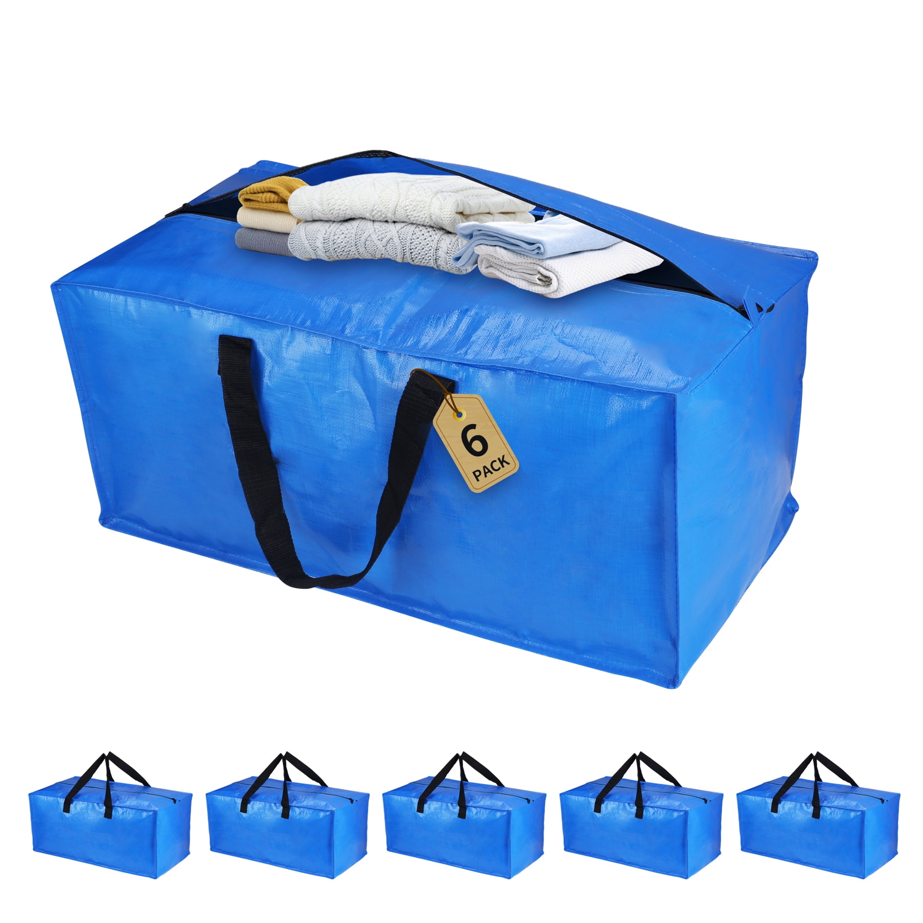 Heavy Duty Extra Large Storage Bag Moving Tote Zipper Backpack Boxes (4  Pack)