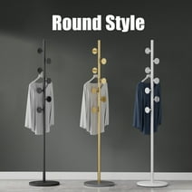 VEHIPA Metal Coat Rack Stand,Entryway Round Hanger,Hall Umbrella Holder,7 Hooks White