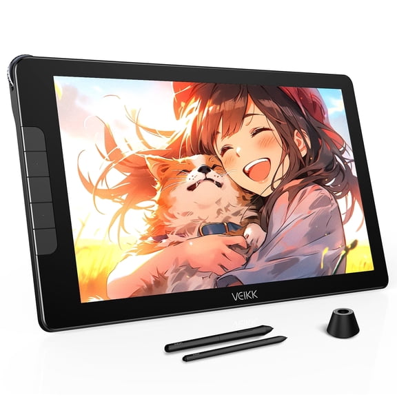 VEIKK Studio 16 Drawing Tablet with Screen, 15.6-Inch Full-Laminated Screen, Upgraded 16384 Pressure Levels for Windows/Mac/Android