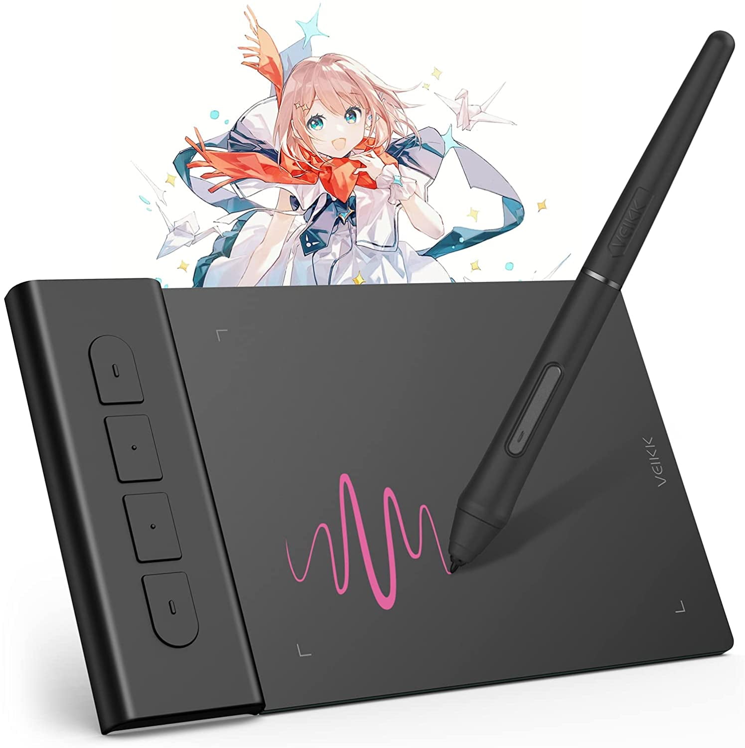 Drawing Tablet,VEIKK S640 Digital Graphics Tablet, 6x4 Inch Ultra-Thin  Portable OSU! Tablet, Battery-Free Stylus for OSU! Game and Teaching Online