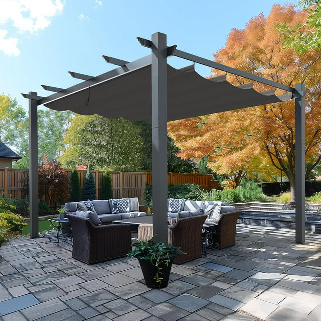 VEIKOU 13x10ft Pergola, Aluminum Pergola w/Thicker Post & Upgraded