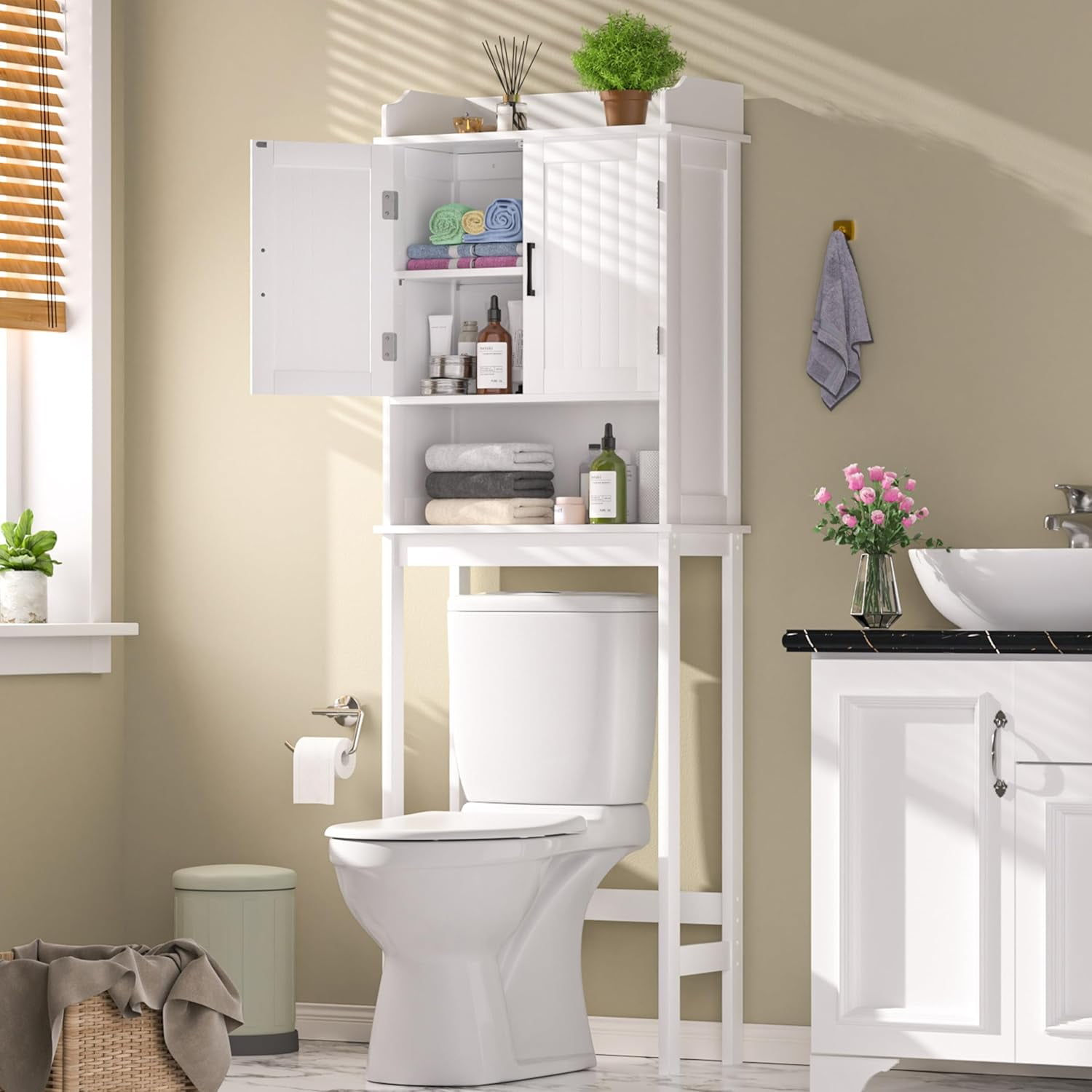 VEIKOU Over The Toilet Rack for Bathroom, Freestanding Over The Toilet ...