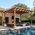 thumbnail image 1 of VEIKOUS 12' x 14' Cedar Wood Pergola W/ Flat Roof and Ground Stakes for Outdoor Patio, Garden, Deck, 1 of 11